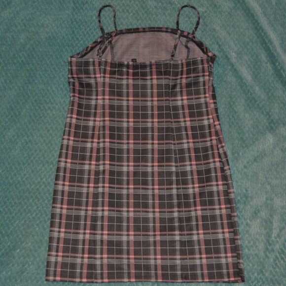Love Tree | Bodycon Plaid Slip Mini Dress Pink & Black - Picture 6 of 6